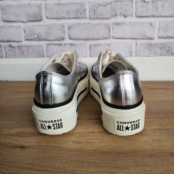 ⭐Converse Chuck Taylor Lift Double Stack Sz 7 Men's Shoes Sneaker Silver A16406C - Picture 5 of 9